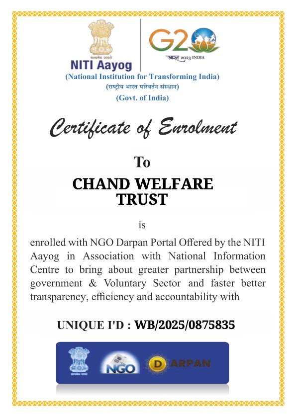 NITI Aayog NGO Darpan Certificate